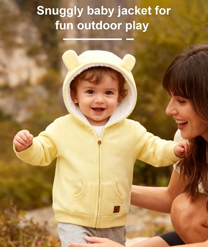 Hikido Baby Girls Boys Warm Adorable Hooded Zip Coat - Image 4