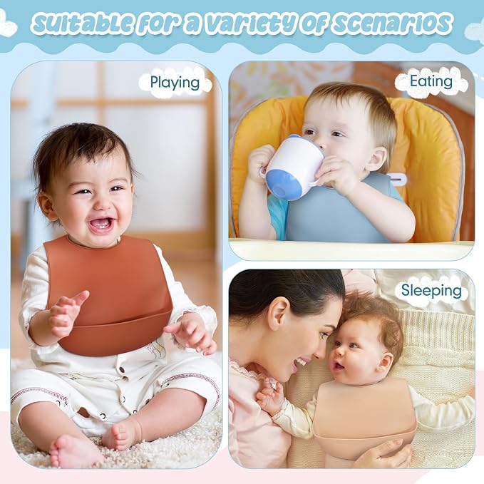 Mepase Silicone Bibs for Baby Waterproof Silicone Bib | Soft Food-grade Material - Image 6