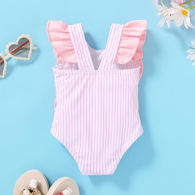 Newborn Baby Girl Ruffle Swimsuit Infant Toddler One Piece Floral Bikini Beach Bathing Swimwear Set
