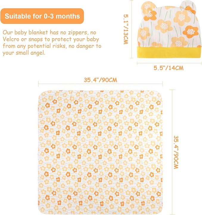 DRESHOW BQUBO Cotton Baby Swaddle Hat Set Newborn Infant Receiving Blankets - Image 5