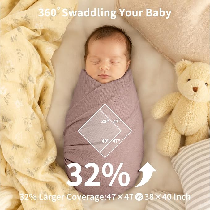 NESTALLY Cocoon Muslin Swaddle Blankets 4 Pack, Sage Green & Neutral | 100% - Image 2