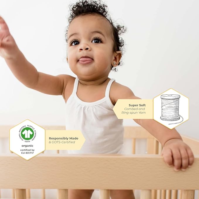 Burt's Bees Baby Girls' One-Piece Organic Cotton Camisole Bodysuits - Image 4