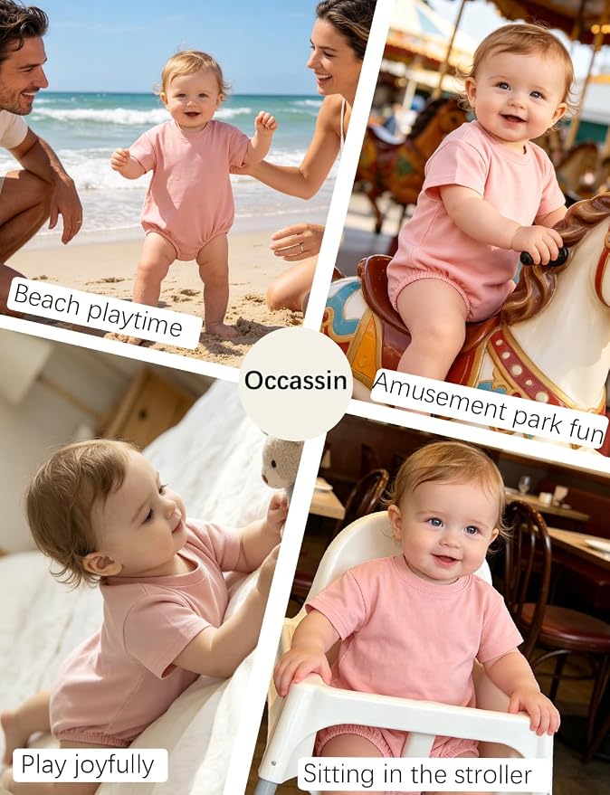 Baby Bubble Onesie Romper 100% Organic Cotton Clothes Short Sleeve Summer Solid - Image 7