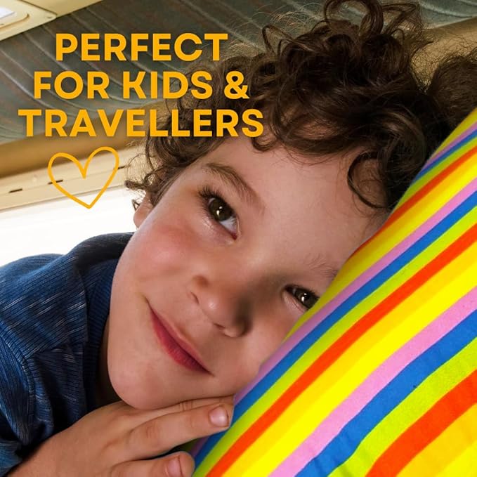 kinder Fluff Children Pillow (2Pk) 13x18in – Small Pillow for Kids Age 2+, Bright Rainbow Design, 100% Cotton Sateen Stripe 300T, Down Alternative Fill, Machine Washable, Colourful Kids Cushion - S