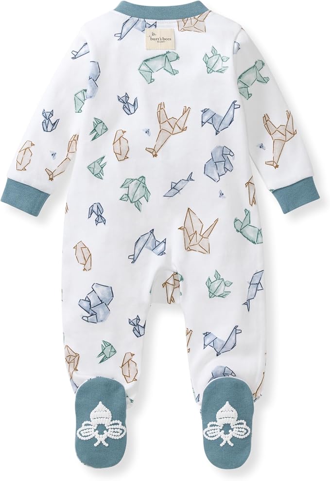 Burt's Bees Baby Boys' Organic Cotton, Sleep and Play Footed Pajamas | Easy zip - Image 2
