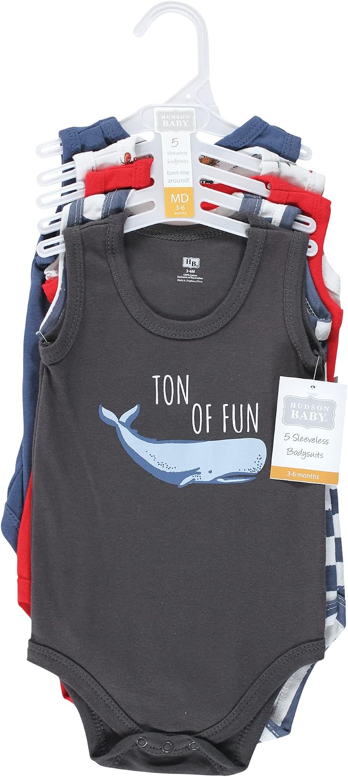 Hudson Baby Unisex Baby Cotton Sleeveless Bodysuits - Image 2