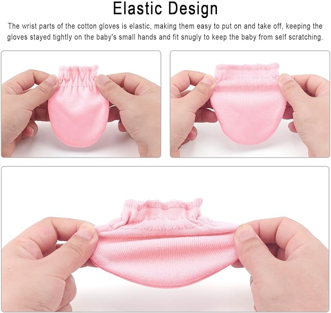 BQUBO 12 Pairs Baby Mittens Newborn Infant Mittens No Scratch Cotton Elastic - Image 6