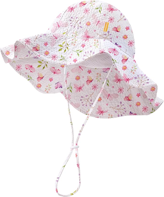 HONGTEYA Baby Sun Hat Wide Brim Adjustable Toddler Beach Bucket Hat | Soft by HONGTEYA