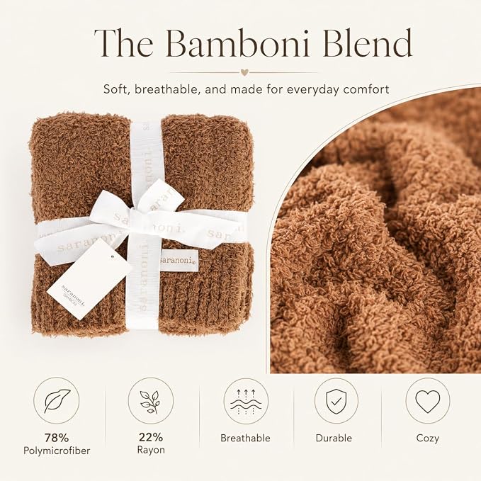 Saranoni Bamboni Baby Blanket Breathable Bamboo Soft Security Taupe Mini | - Image 4