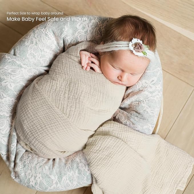 lulumoon Muslin Swaddle Blanket Baby: Cotton Receiving Wrap - Image 2