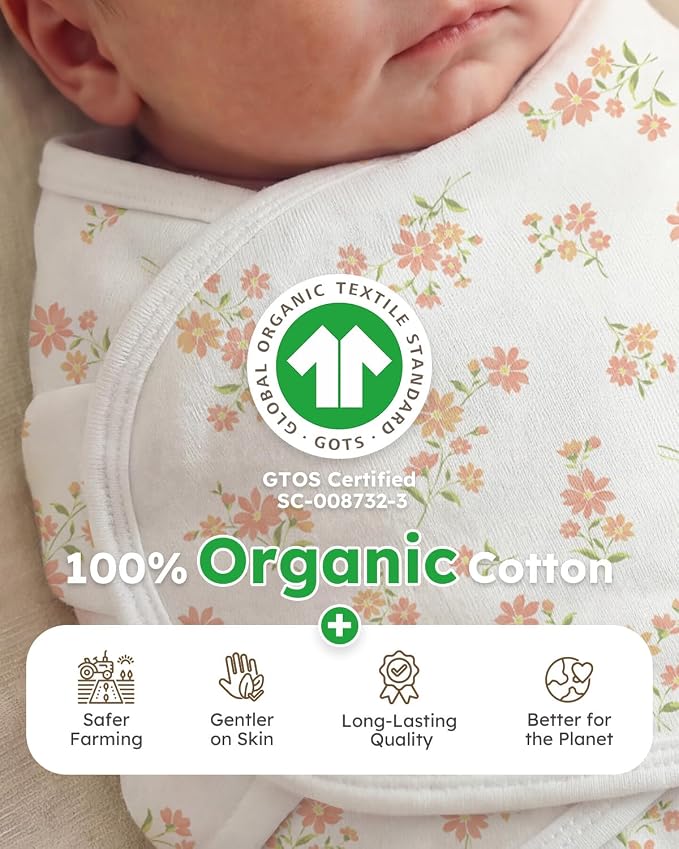 Yoofoss Baby Swaddles for Newborns 100% Organic Cotton, 0-3 Months 2 Zippers - Image 3