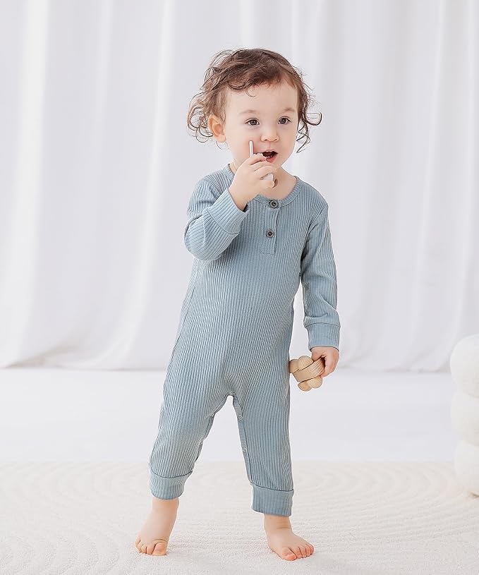 Bafeicao Baby Boy Girl 2/3 Pack Solid Romper Ribbed Short/Long Sleeve | - Image 2