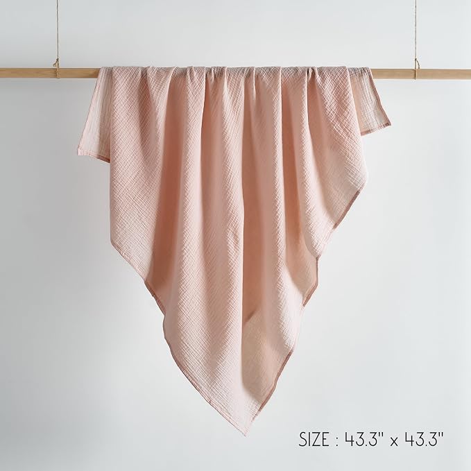 Meracorallo Muslin Swaddle Blanket, 100% Cotton, Peach Pink | Soft Breathable - Image 8