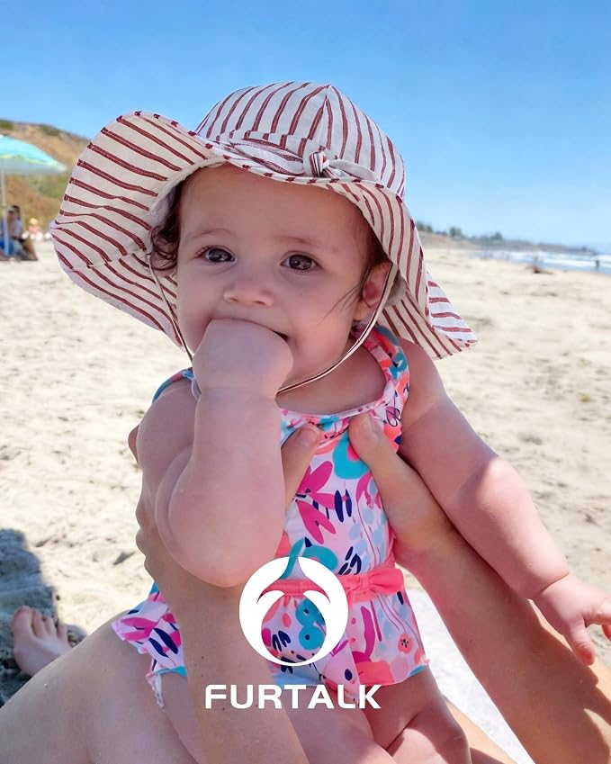 FURTALK 3 Pack Baby Sun Hat Toddler Beach Hat Girls UPF 50+ Wide Brim Infant - Image 5