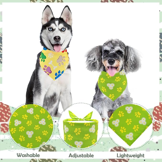7 PCS Paw Print Dog Bandanas for Large Dog Breed 33 Inch Sewing Hemming Dogs - Image 6
