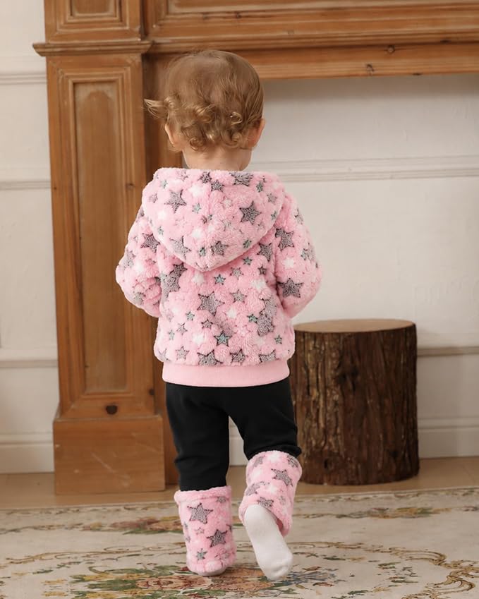 Jecson Toddler Girl Clothes Baby Girl Fleece Hoodie Outfits Thick Thermal - Image 4