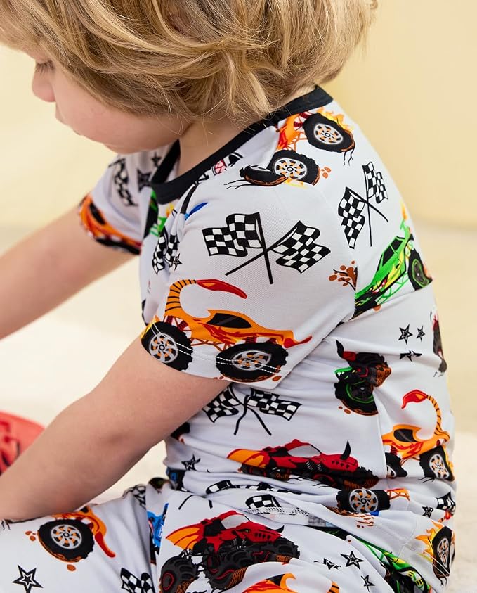 babee Reshinee Bamboo Viscose Toddler Boys Pajamas Set, Short Sleeve Kids - Image 7