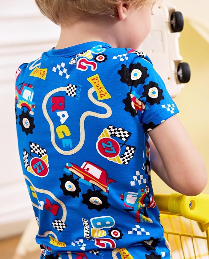 babee Reshinee Bamboo Viscose Toddler Boys Pajamas Set, Short Sleeve Kids - Image 7