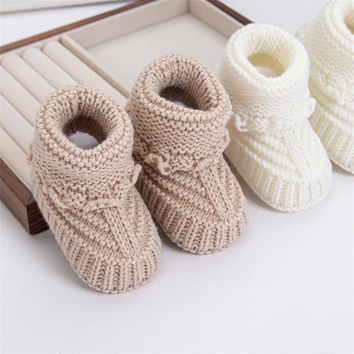 Baby Booties, Newborn Walking Shoes, Infant Hand Crochet Knit Cotton Sock - Image 6