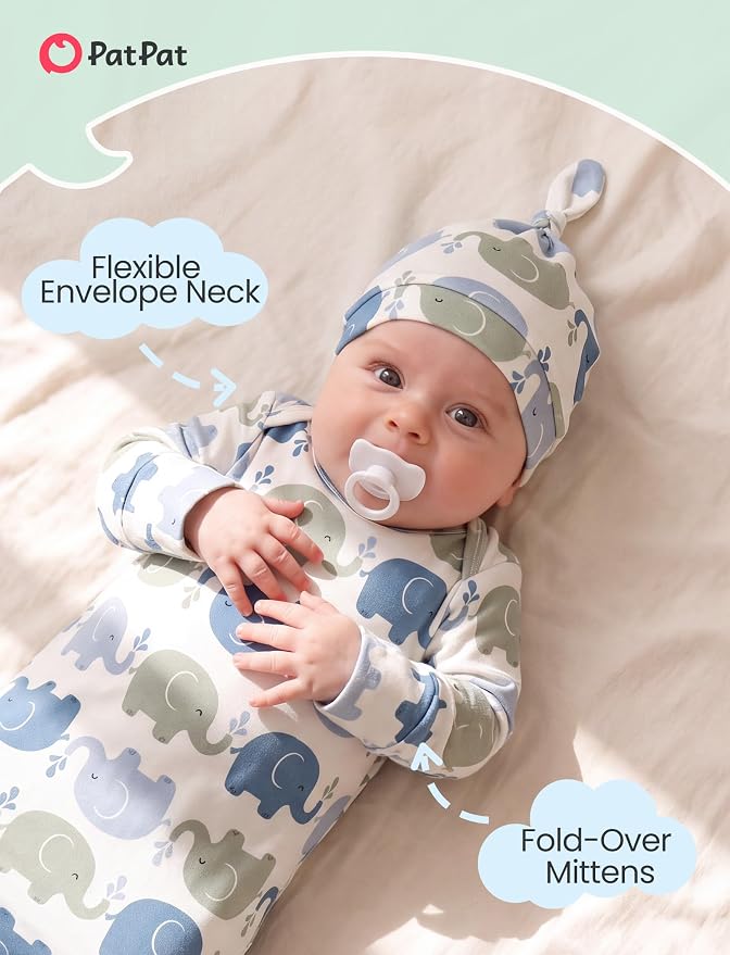 PATPAT Baby Sleeper Gown with Hat - Image 3