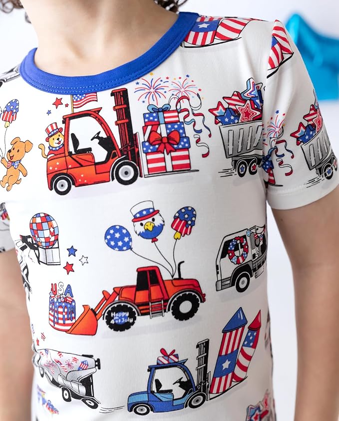babee Reshinee Bamboo Viscose Toddler Boys Pajamas Set, Short Sleeve Kids - Image 3