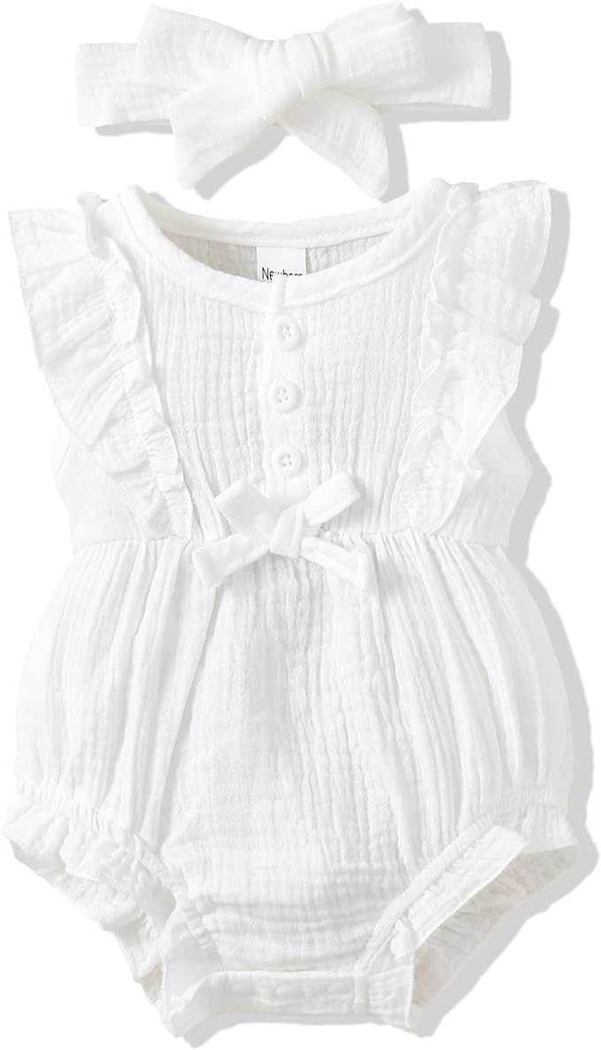Renotemy Newborn Infant Baby Girl Clothes Rompers Summer Jumpsuits Short Sleeve Romper Infant Baby Clothes Girl