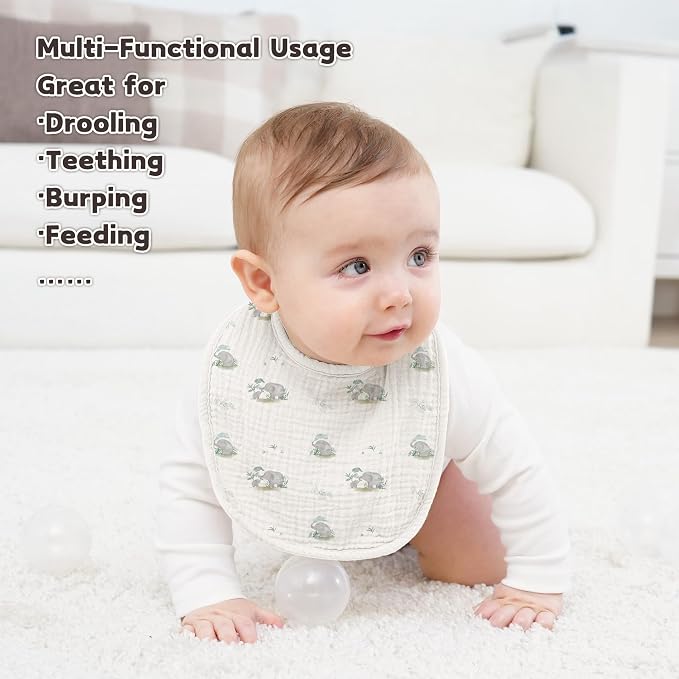Susurration Muslin Baby Bibs 8 Pack Bandana Drool Bibs, Soft Square Adjustable - Image 3