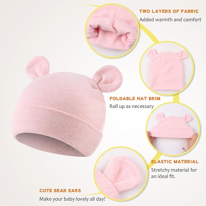 Cotton Newborn Baby Girls Hat Spring Newborn Boys Hat Cute Rabbit Infant Beanie - Image 5