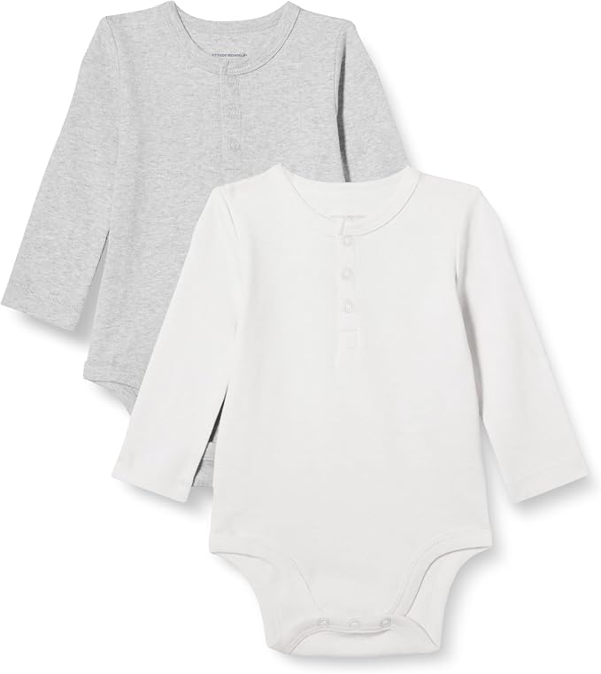 Amazon Essentials Unisex Babies' Long-Sleeve Cotton Henley Bodysuits by AmazonEssentials