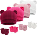 Newborn Baby Hat and Mittens Set Bear Ears Toddler Infant Beanie Caps Newborn by AQOKKA