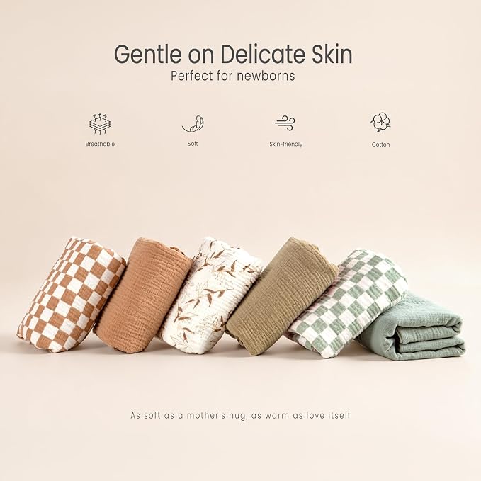 lulumoon Muslin Swaddle Blanket Baby: Cotton Receiving Wrap - Image 4