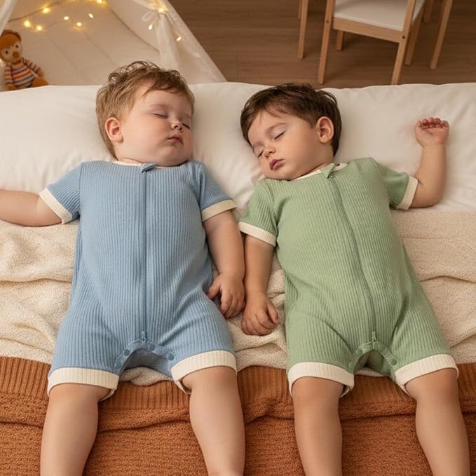 Bafeicao Unisex Baby Boy Girl 2/3 Pack Rompers Short Sleeve | 2 Way Zipper - Image 5