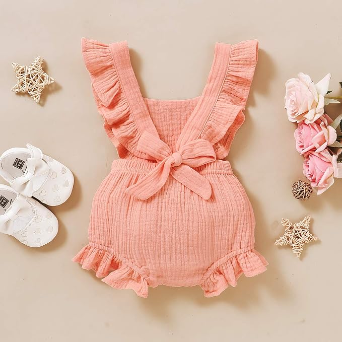 YOUNGER TREE Toddler Baby Girl Ruffled Sleeveless Romper Casual Summer Jumpsuit - Image 3