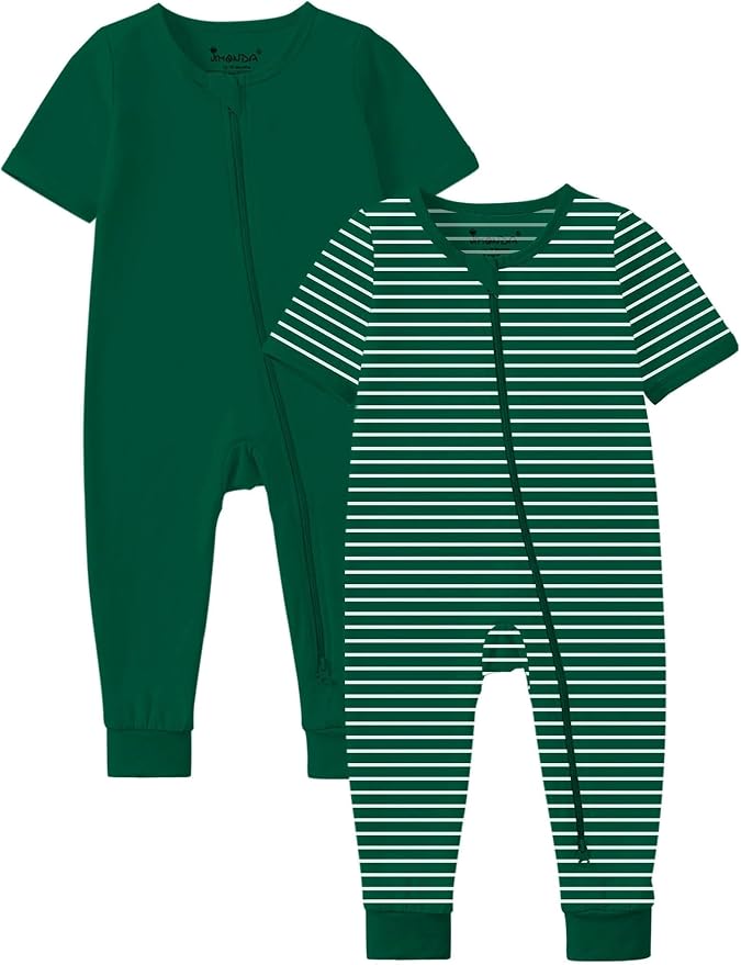 Jimonda Baby Romper Short Sleeve Cotton Pajamas 2-Way Zipper by JimondaBaby