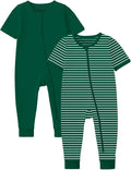 Jimonda Baby Romper Short Sleeve Cotton Pajamas 2-Way Zipper by JimondaBaby