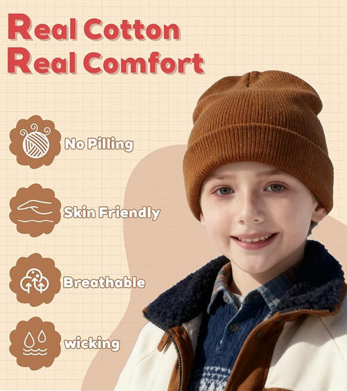 100% Cotton Baby Beanie Toddler Boys Girls Kids Winter Hat Knit Winter Warm Cap - Image 2