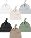 Konssy 6 Pack Baby Newborn Hats Set Knot Beanie Hats Soft for Infant Baby Girls Boys Caps 0-6 Months