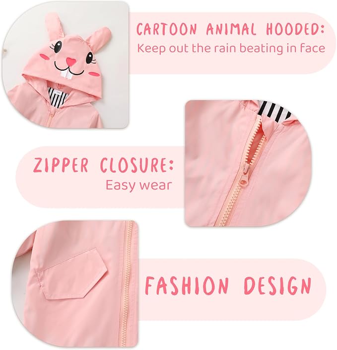 YOUNGER TREE Toddler Baby Boy Girl Duck Raincoat Cute Cartoon Hoodie Zipper - Image 4