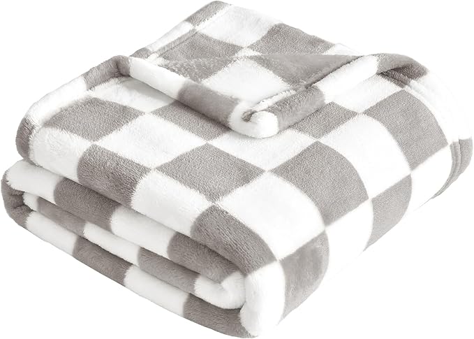 Yurhap Checkered Baby Blanket Fleece Baby Blankets Neutral by Yurhap