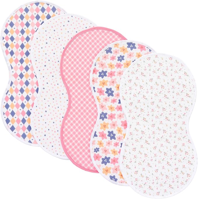 sleepyturtle Pack of 5, Baby Burp Cloths, Soft and Absorbent by sleepyturtle