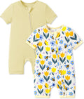 PATPAT Baby Boy and Girl Bamboo Viscose 2-Pack Romper | 2-Way Zipper, Soft and by PATPAT