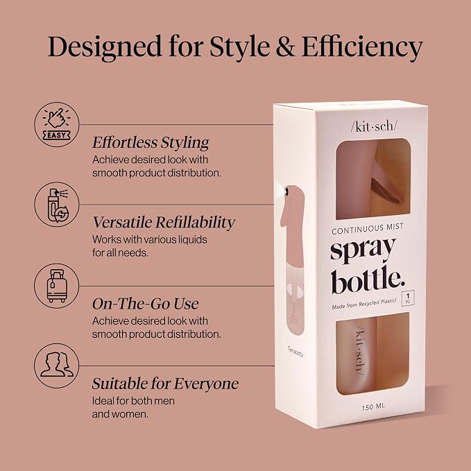 Kitsch Continuous Spray Bottle for Hair – Terracotta, 150ml | Fine Mister Spray - Image 3