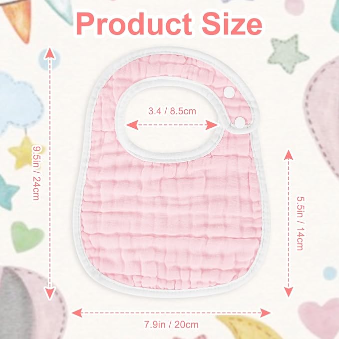 Accmor Muslin Baby Bibs, 6 Pack Soft Cotton Baby Bandana Drool Bibs - Image 3
