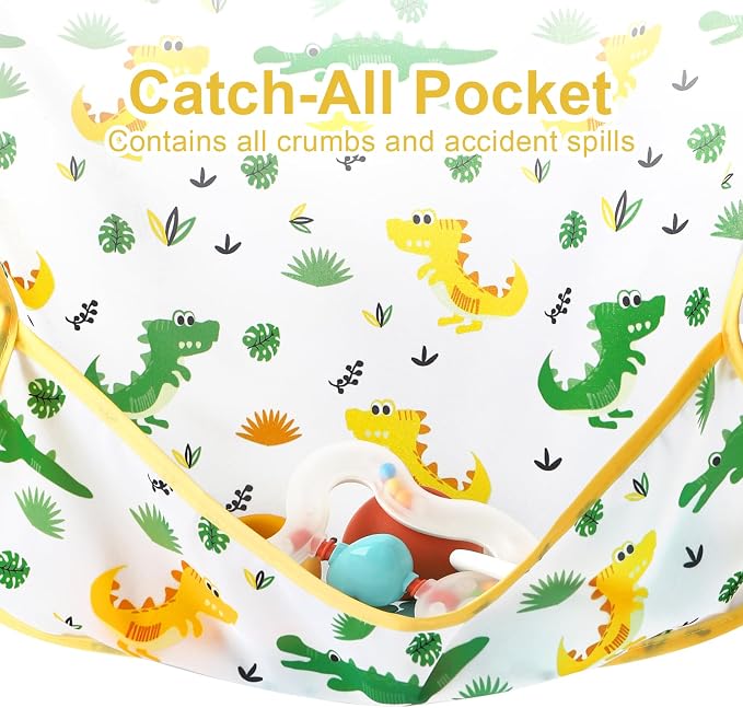 Accmor 4 Pack Long Sleeve Bibs, Baby Smock Waterproof Full Sleeved Bib - Image 4