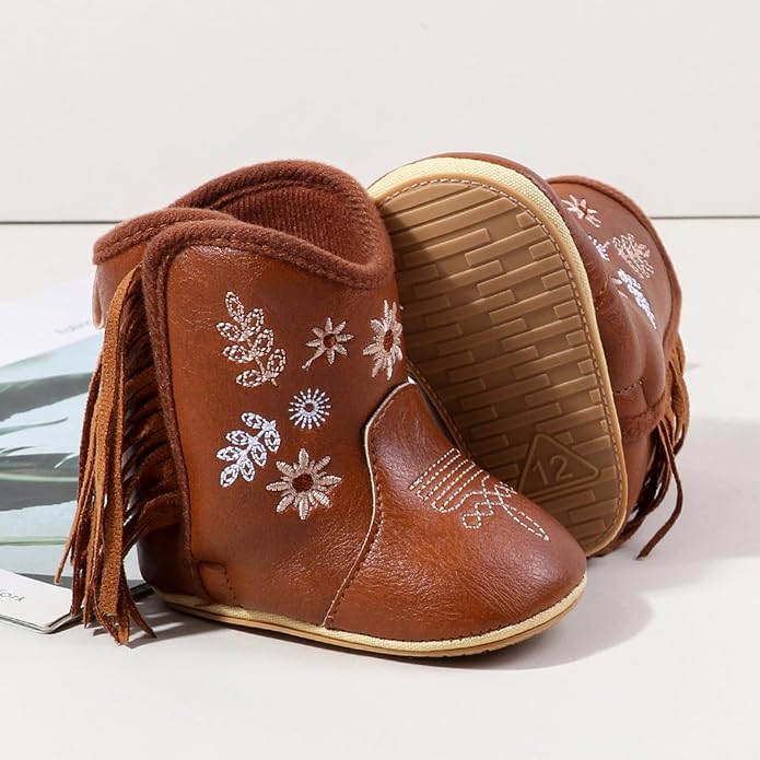 HsdsBebe Baby Boys Girls Western Cowboy Boots Infant Moccasins High Top Booties - Image 2