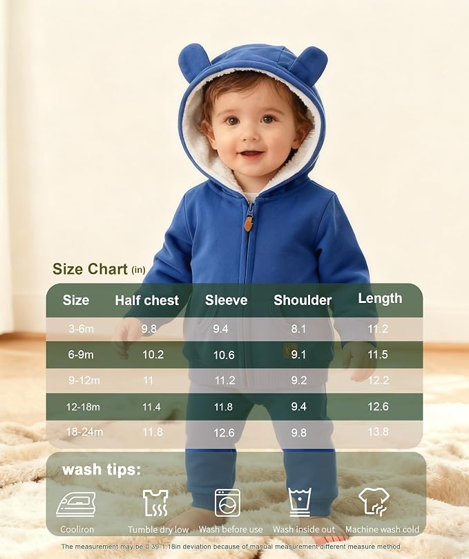 Hikido Baby Girls Boys Warm Adorable Hooded Zip Coat - Image 7