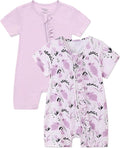 JunNeng Baby Girl Sleeper Viscose from Bamboo, Short Sleeve Romper by JunNeng