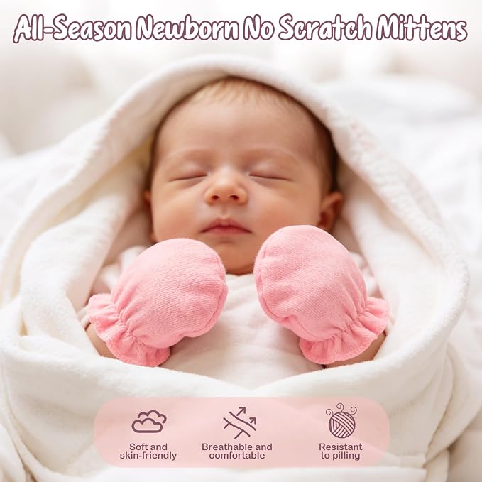 8 Pairs Newborn Baby Mittens No Scratch, Cotton Infant Baby Gloves Newborn - Image 5