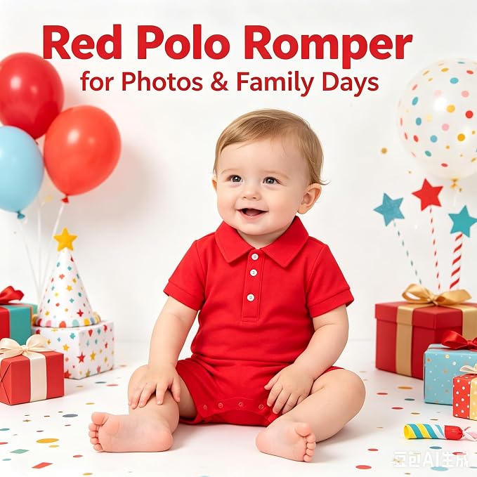 DEFAHN Baby Boy Polo Romper Short Sleeve Collared One-Piece Outfit 0-24M - Image 6
