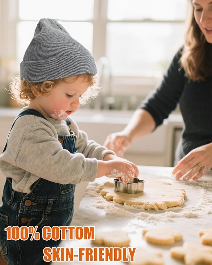 ROYBENS 100% Cotton Baby Beanie Cute Toddler Winter Hat Knit Caps Ages 0-8 | - Image 5